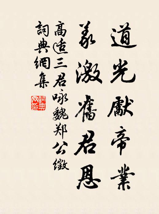 高适道光先帝业，义激旧君恩书法作品欣赏
