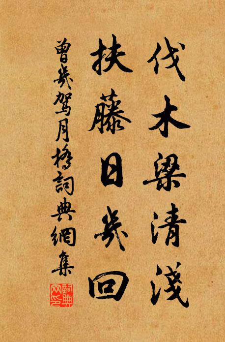 曾几伐木梁清浅，扶藤日几回书法作品欣赏