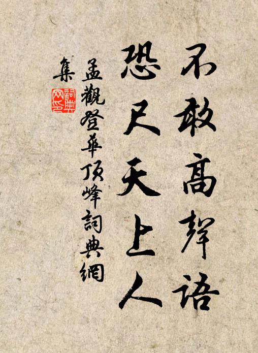 孟观不敢高声语，恐尺天上人书法作品欣赏