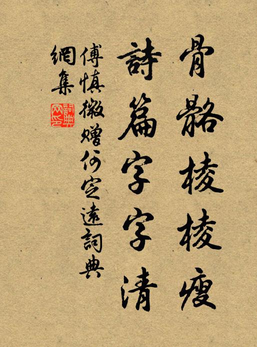 傅慎微骨骼棱棱瘦，诗篇字字清书法作品欣赏