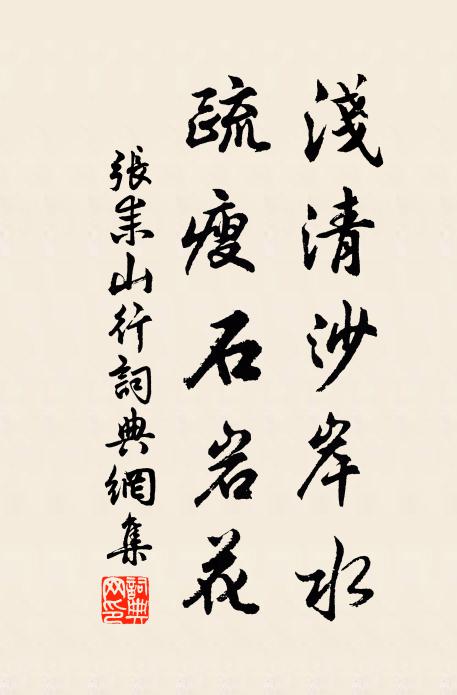 张耒浅清沙岸水，疏瘦石岩花书法作品欣赏