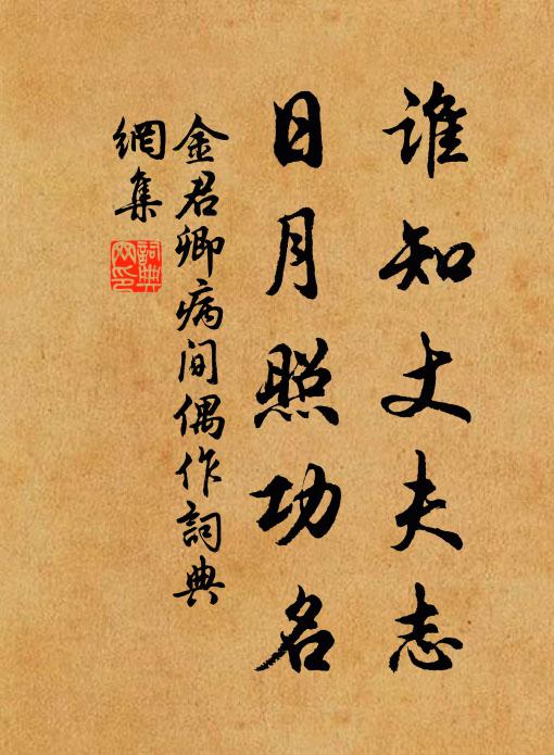 金君卿谁知丈夫志，日月照功名书法作品欣赏