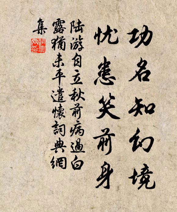 陆游功名知幻境，忧患笑前身书法作品欣赏