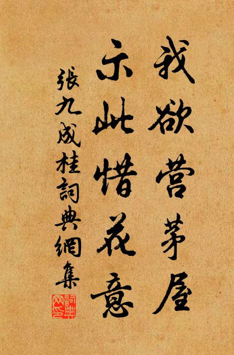 张九成我欲营茅屋，示此惜花意书法作品欣赏