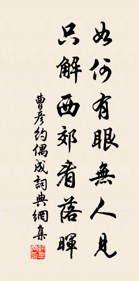 曹彦约如何有眼无人见，只解西郊看落晖书法作品欣赏