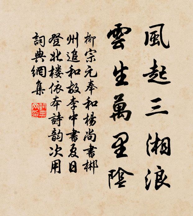 柳宗元风起三湘浪，云生万里阴书法作品欣赏