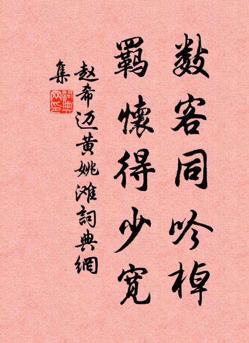 赵希迈数客同吟棹，羁怀得少宽书法作品欣赏