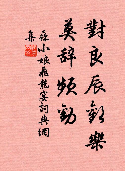 苏小娘对良辰欢乐，莫辞频劝书法作品欣赏