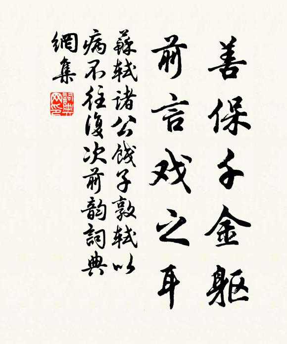 苏轼善保千金躯，前言戏之耳书法作品欣赏