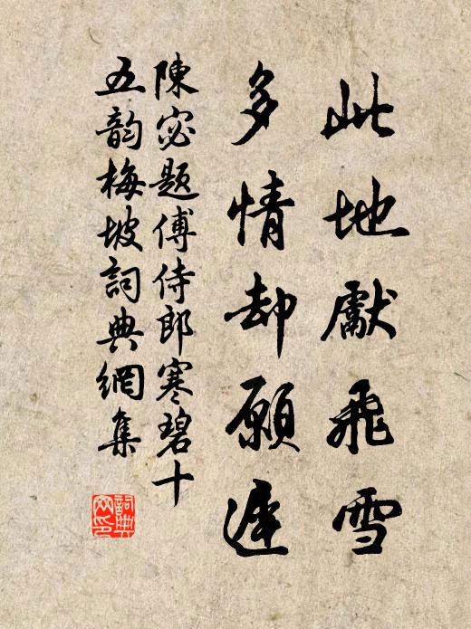陈宓此地先飞雪，多情却愿迟书法作品欣赏
