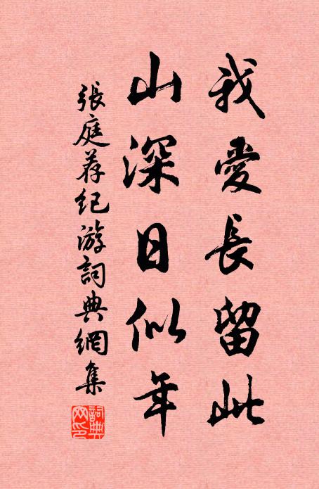 张庭荐我爱长留此，山深日似年书法作品欣赏