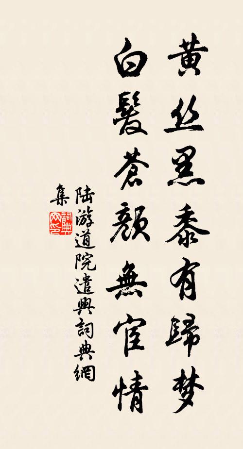 陆游黄丝黑黍有归梦，白发苍颜无宦情书法作品欣赏