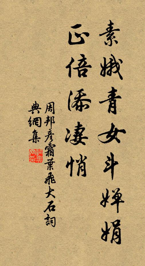 周邦彦素娥青女斗婵娟，正倍添凄悄书法作品欣赏