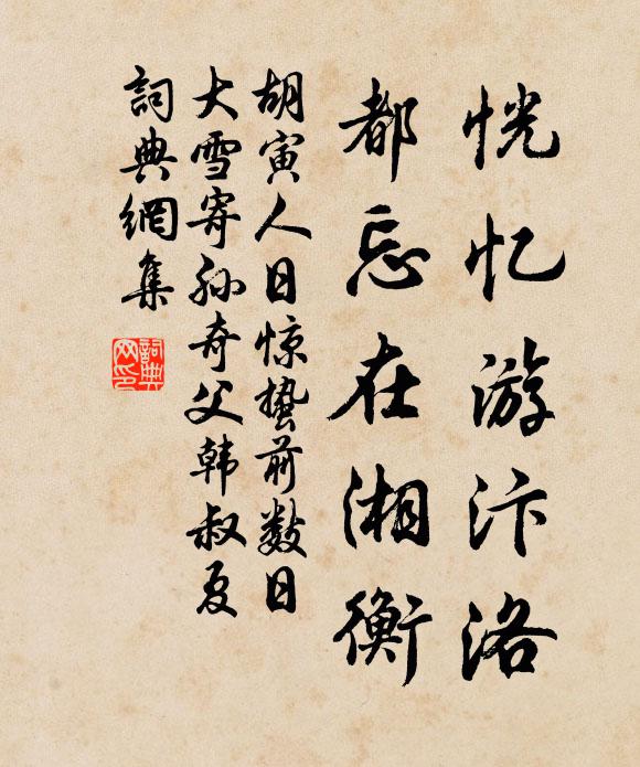 胡寅恍忆游汴洛,都忘在湘衡书法作品欣赏
