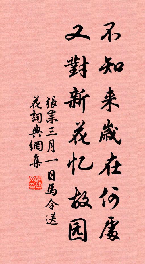 张耒不知来岁在何处，又对新花忆故园书法作品欣赏