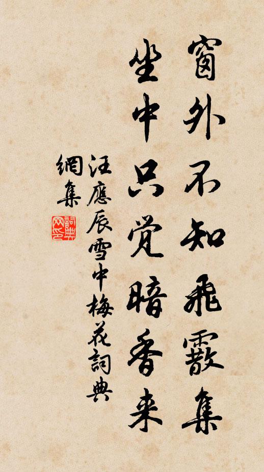 汪应辰窗外不知飞霰集，坐中只觉暗香来书法作品欣赏