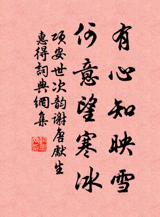 项安世有心知映雪，何意望寒冰书法作品欣赏