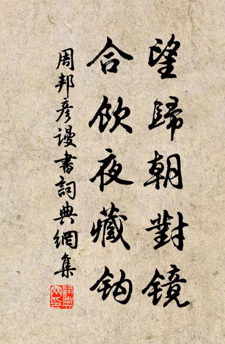 周邦彦望归朝对镜，合饮夜藏钩书法作品欣赏