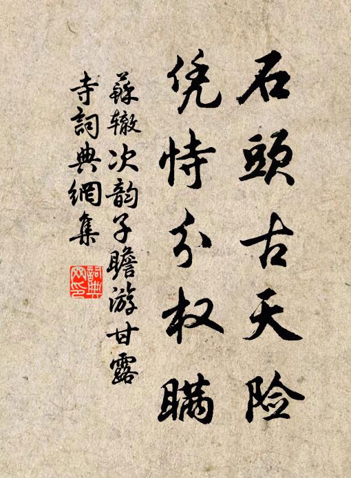 苏辙石头古天险,凭恃分权瞒书法作品欣赏