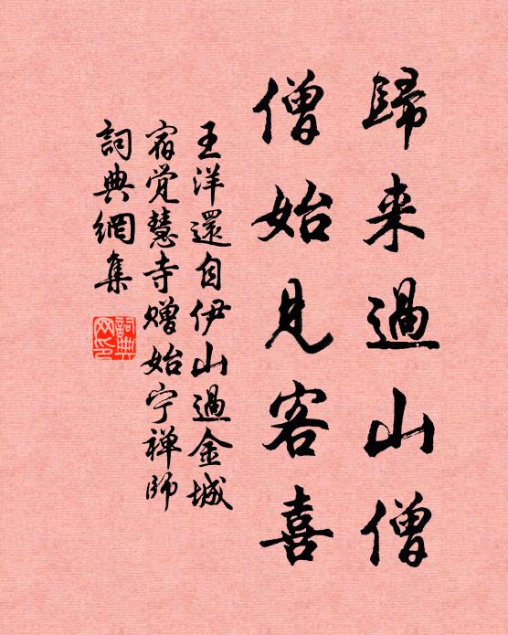 王洋归来过山僧，僧始见客喜书法作品欣赏