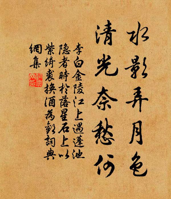 李白水影弄月色，清光奈愁何书法作品欣赏