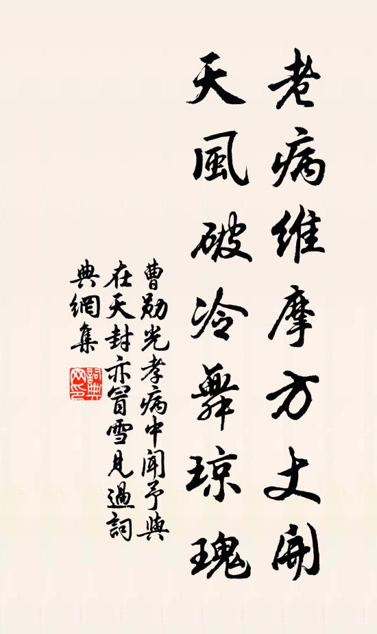 曹勋老病维摩方丈开，天风破冷舞琼瑰书法作品欣赏