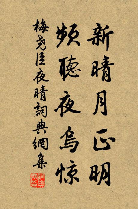 梅尧臣新晴月正明，频听夜乌惊书法作品欣赏