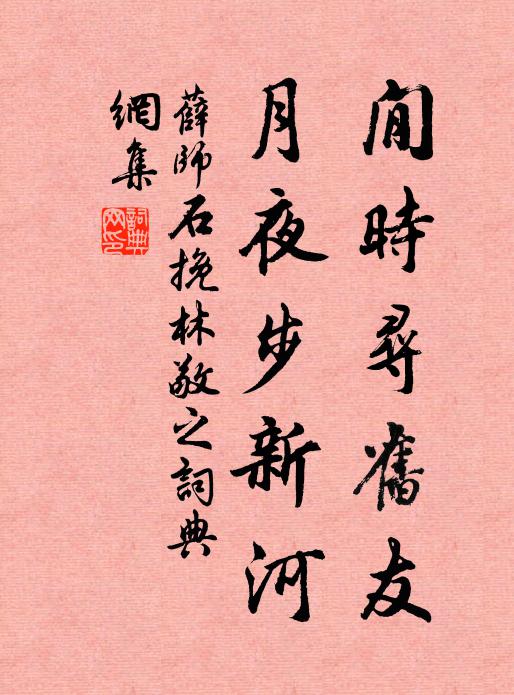 薛师石閒时寻旧友，月夜步新河书法作品欣赏