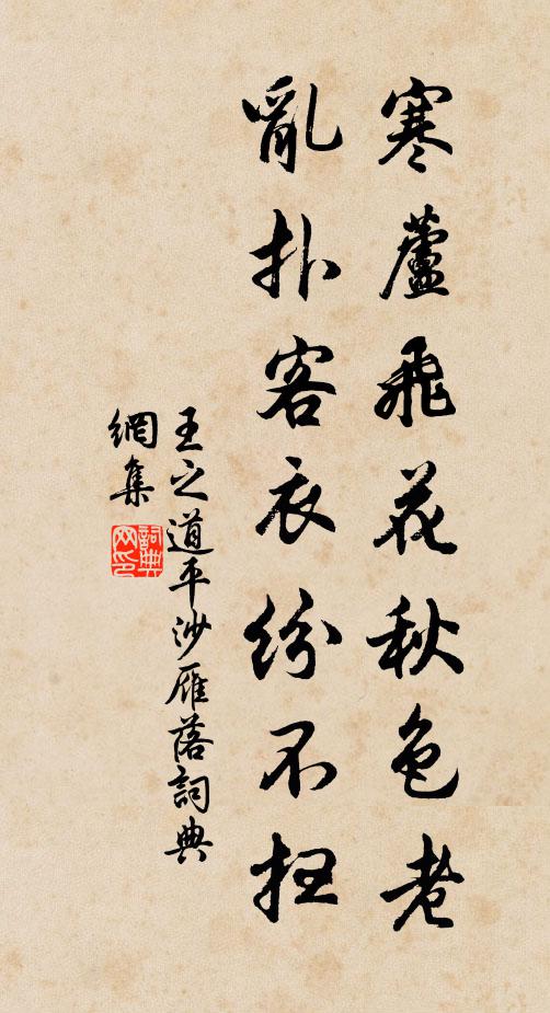王之道寒芦飞花秋色老，乱扑客衣纷不扫书法作品欣赏