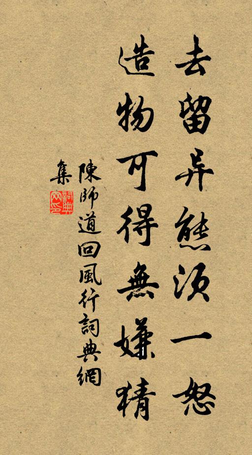 陈师道去留异态须一怒，造物可得无嫌猜书法作品欣赏