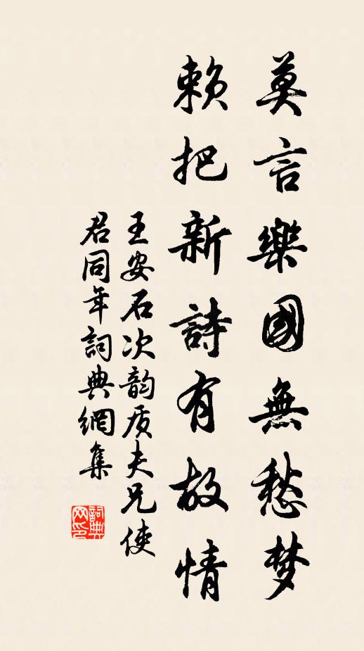 王安石莫言乐国无愁梦，赖把新诗有故情书法作品欣赏