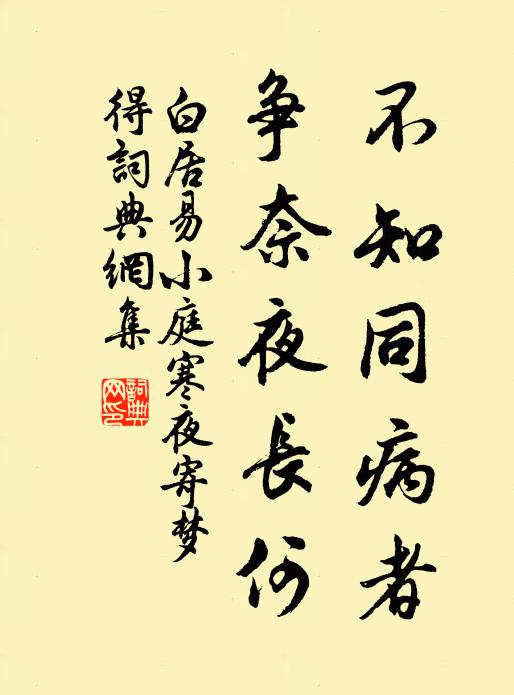 白居易不知同病者，争奈夜长何书法作品欣赏