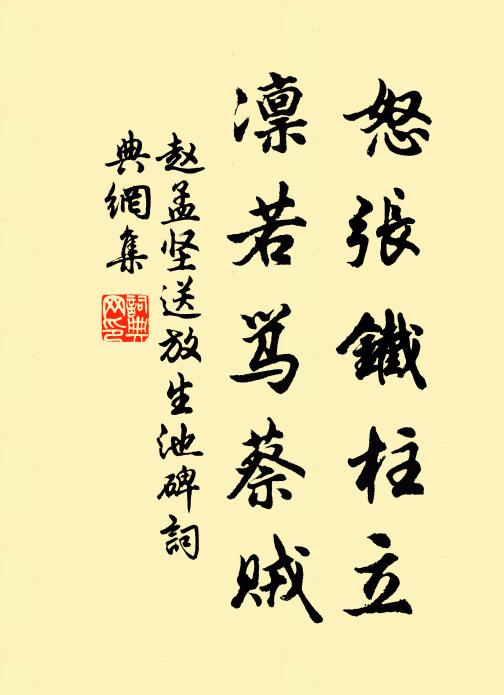赵孟坚怒张铁柱立，凛若骂蔡贼书法作品欣赏