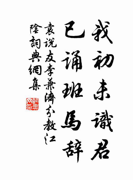 袁说友我初未识君,已诵班马辞书法作品欣赏