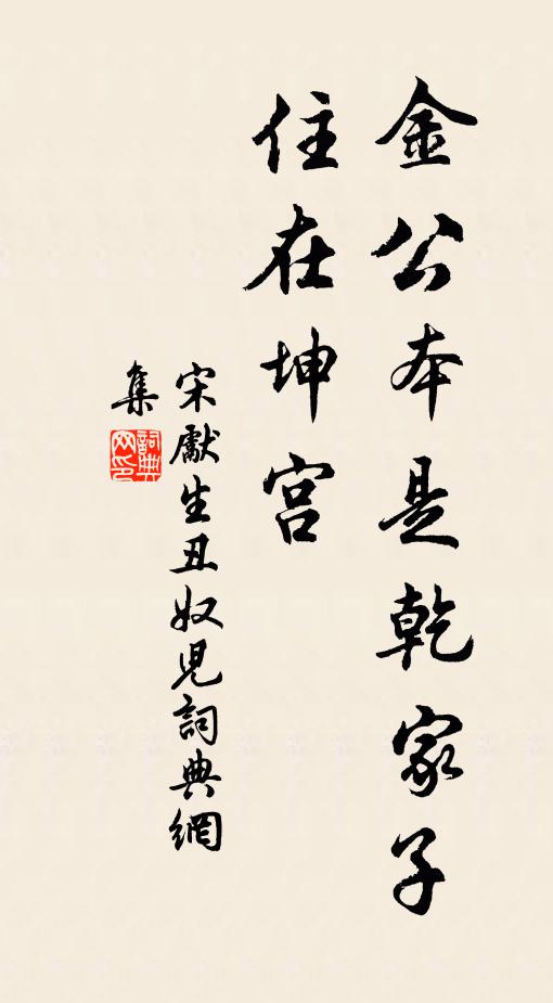 宋先生金公本是乾家子，住在坤宫书法作品欣赏