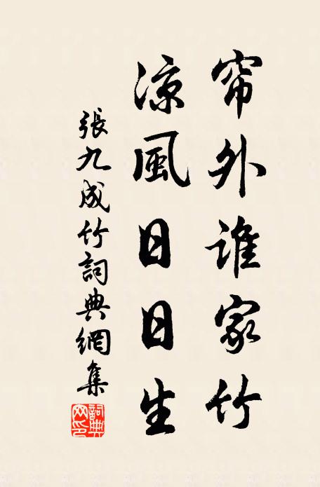 张九成帘外谁家竹，凉风日日生书法作品欣赏