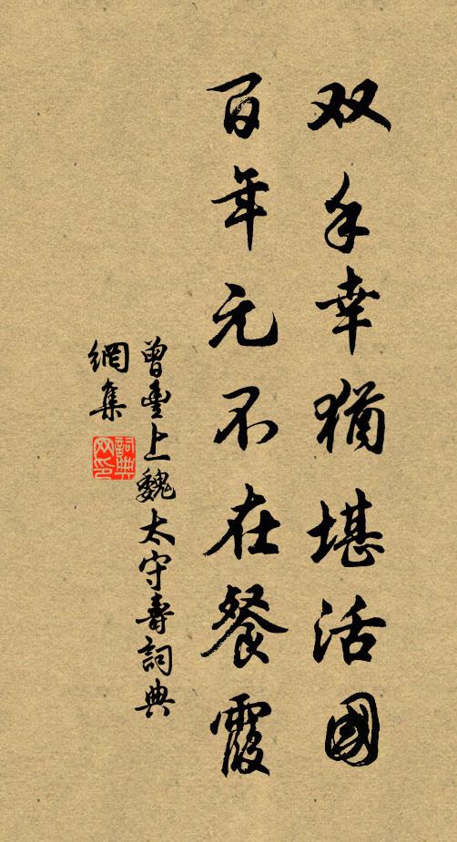 曾丰双手幸犹堪活国，百年元不在餐霞书法作品欣赏