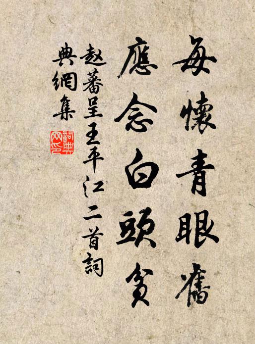 赵蕃每怀青眼旧，应念白头贫书法作品欣赏