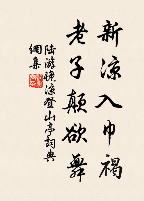 陆游新凉入巾褐，老子颠欲舞书法作品欣赏