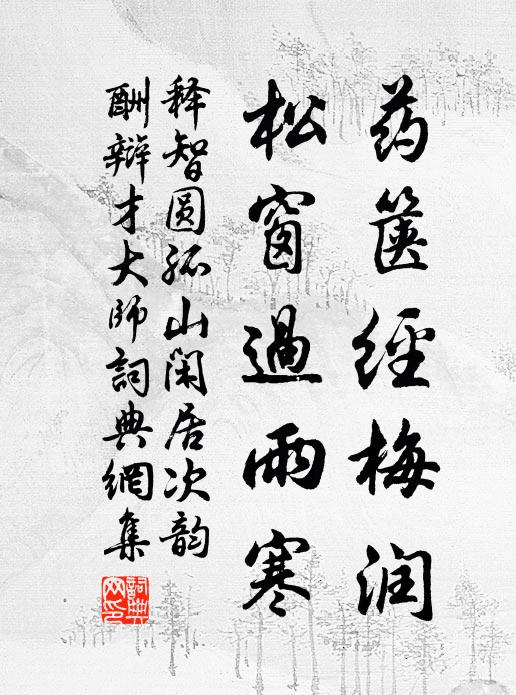 释智圆药箧经梅润，松窗过雨寒书法作品欣赏
