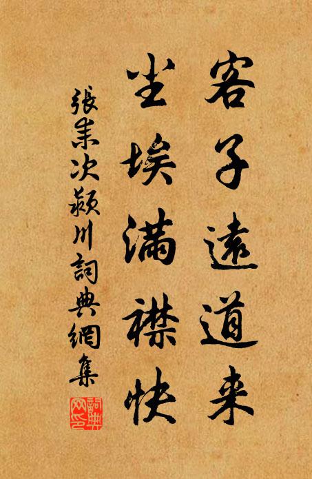 张耒客子远道来，尘埃满襟快书法作品欣赏