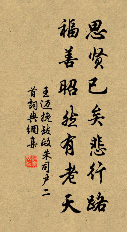 王迈思贤已矣悲行路，福善昭然有老天书法作品欣赏