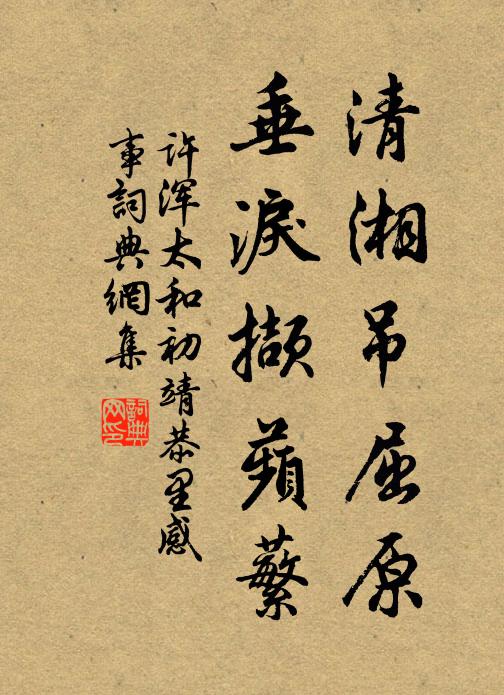 许浑清湘吊屈原，垂泪撷蘋蘩书法作品欣赏