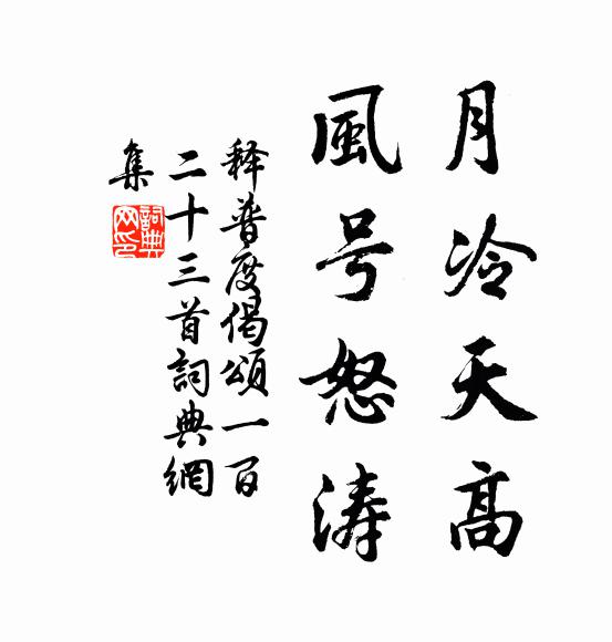 释普度月冷天高，风号怒涛书法作品欣赏