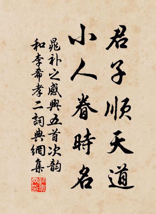 晁补之君子顺天道，小人眷时名书法作品欣赏