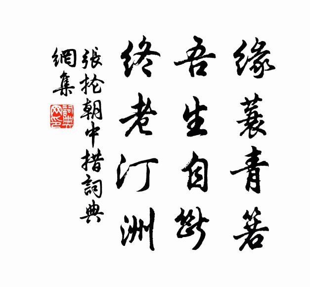 张抡缘蓑青箬，吾生自断，终老汀洲书法作品欣赏