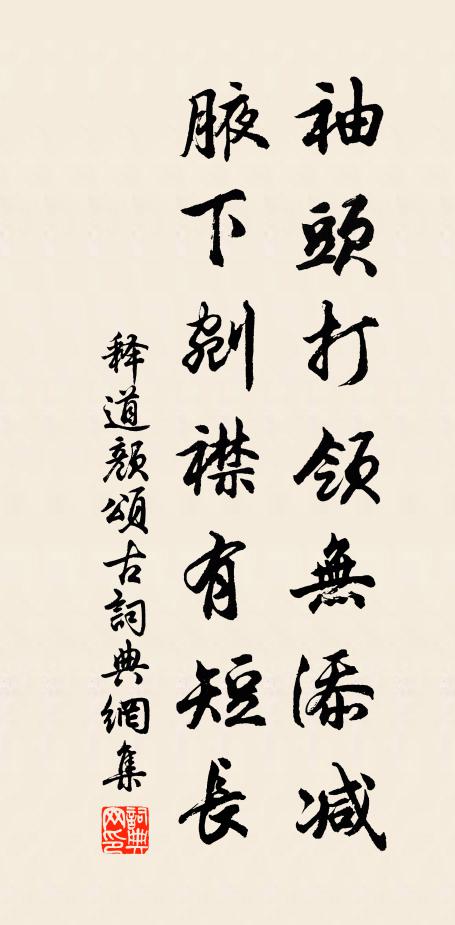 释道颜袖头打领无添减，腋下剜襟有短长书法作品欣赏