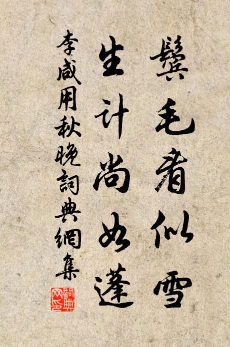 李咸用鬓毛看似雪，生计尚如蓬书法作品欣赏