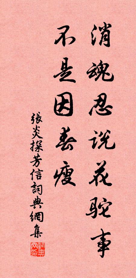 张炎消魂忍说花驼事，不是因春瘦书法作品欣赏