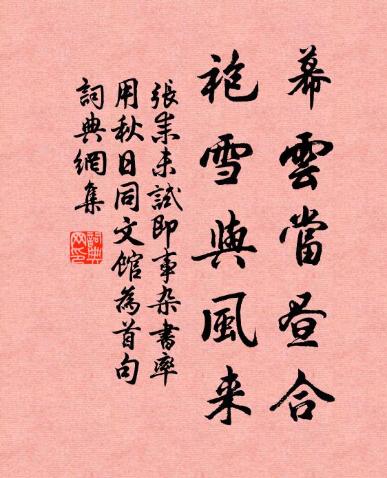 张耒幕云当昼合，袍雪与风来书法作品欣赏